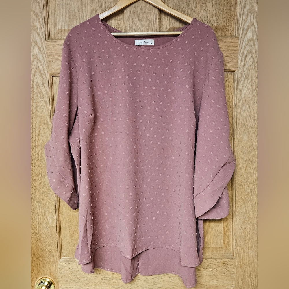Agnes Orinda 4X‎ Women's Mauve Textured Top Neq